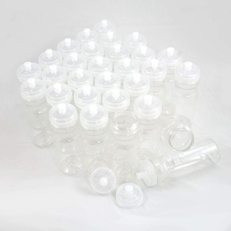 Rolling Sands Reusable Bulk Water Bottles 30 Pack - 24 Oz Sports Water Bottles, USA Made, BPA-Free, Wide Mouth for Easy Cleaning, Break Resistant - Translucent Clear Bottle/Clear Lid - Image 1